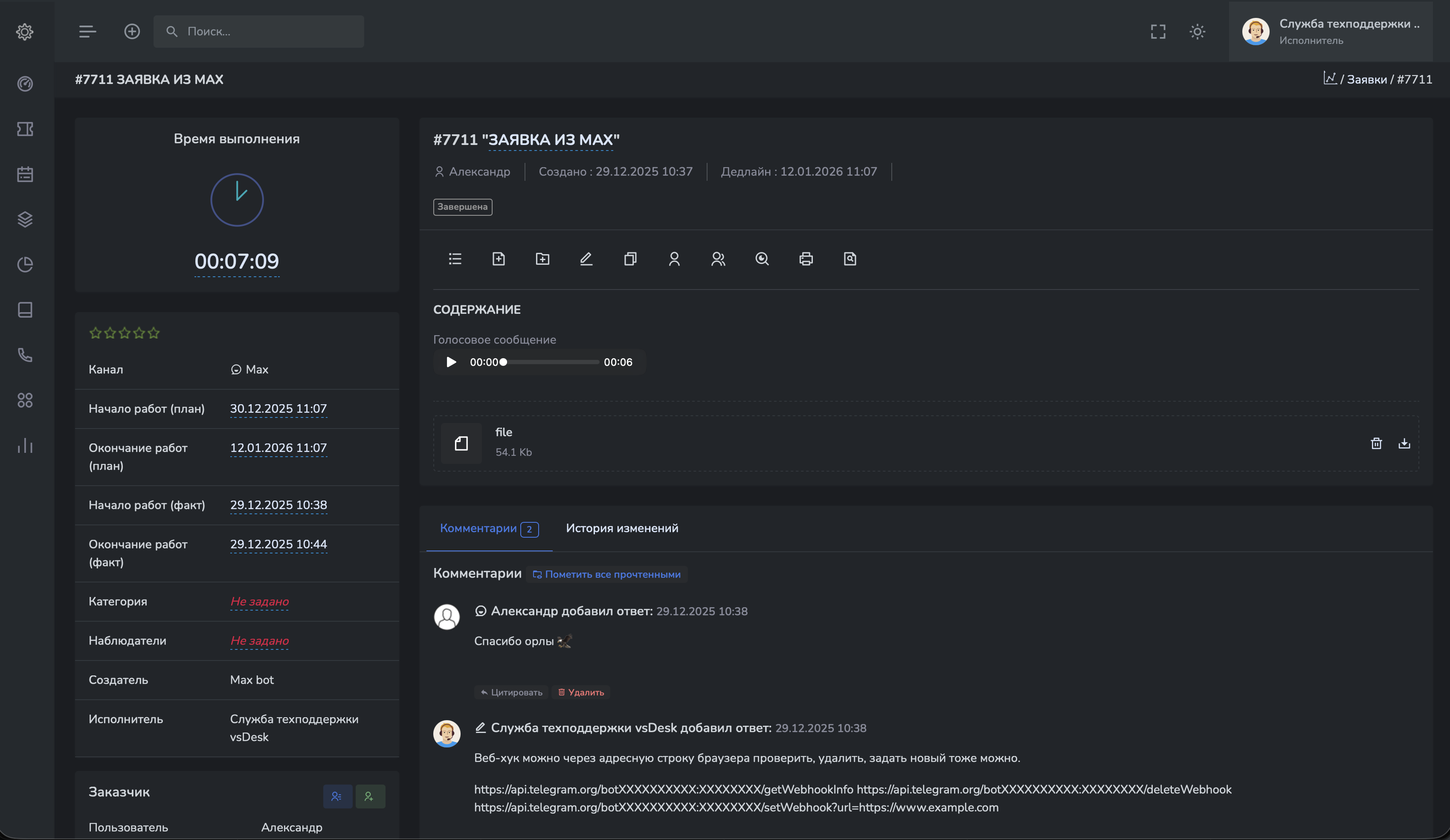 Интерфейс vsDesk - Dashboard